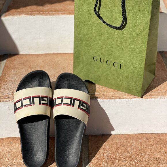 Gucci Web Slide Sandals - Picture 1 of 7